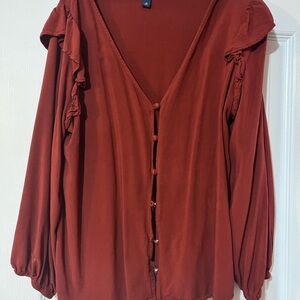 Elegant Rust Button-Up Blouse